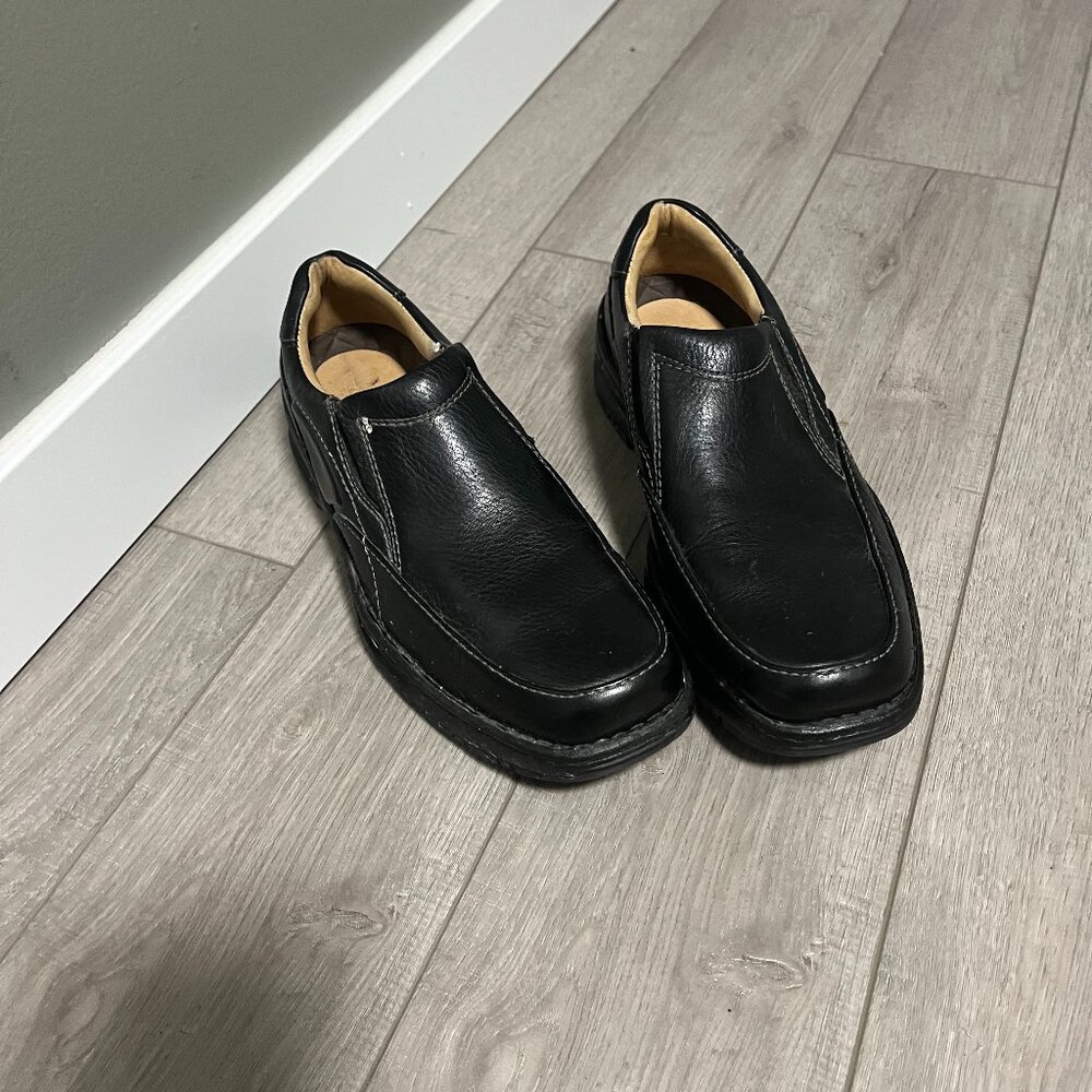 3/$35 Rockport Black Leather Comfort Shoes Men’s Size 9 Slip On Loafers APM27631